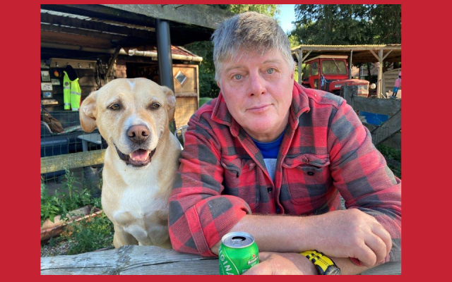 Foto van Frans Miggelbrink met zijn hond Foto van Frans Miggelbrink met zijn hond